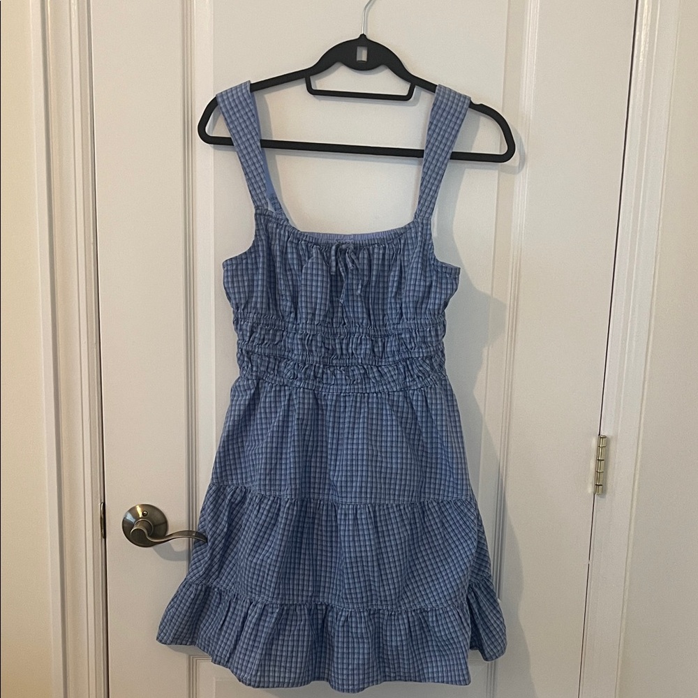 Aritzia Sunday Best Blue Checkered Dress